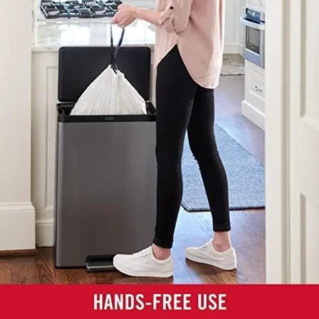 Alt view image 8 of 13 - Rubbermaid 2112520 Elite Step-On Trash Can -12 gallon - Metal, Charcoal Stainless Steel/Black