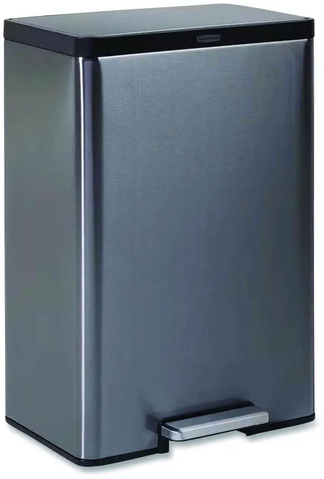 Alt view image 7 of 13 - Rubbermaid 2112520 Elite Step-On Trash Can -12 gallon - Metal, Charcoal Stainless Steel/Black