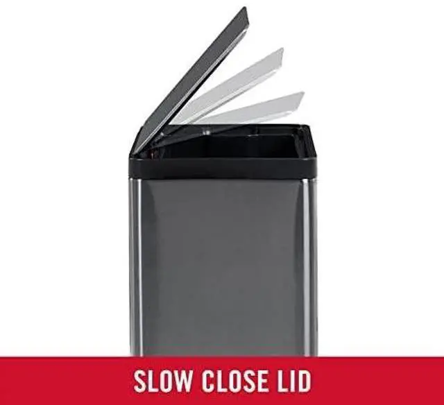 Alt view image 10 of 13 - Rubbermaid 2112520 Elite Step-On Trash Can -12 gallon - Metal, Charcoal Stainless Steel/Black