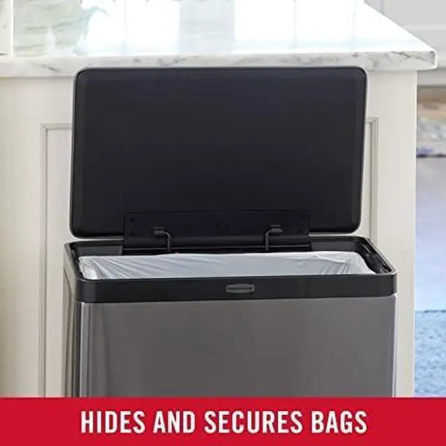 Alt view image 12 of 13 - Rubbermaid 2112520 Elite Step-On Trash Can -12 gallon - Metal, Charcoal Stainless Steel/Black