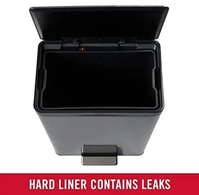 Alt view image 13 of 13 - Rubbermaid 2112520 Elite Step-On Trash Can -12 gallon - Metal, Charcoal Stainless Steel/Black