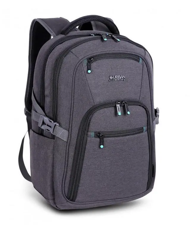 Alt view image 4 of 9 - Urban Factory HEAVEE GREEN Carrying Case (Backpack) for 10.5" to 14.1" Notebook - Dark Gray - Water Resistant, Shock Absorbing, Water Proof - Polyethylene Terephthalate (PET), 210D Polyester HTE14UF