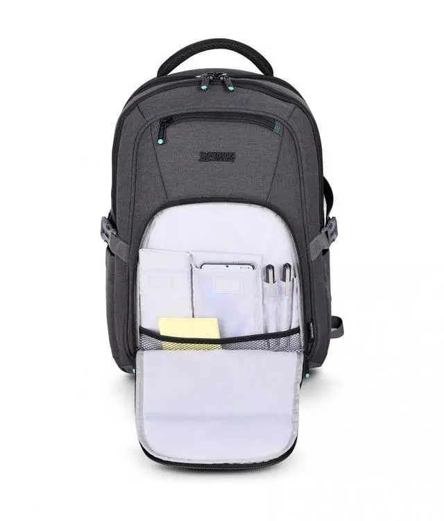 Alt view image 8 of 9 - Urban Factory HEAVEE GREEN Carrying Case (Backpack) for 10.5" to 14.1" Notebook - Dark Gray - Water Resistant, Shock Absorbing, Water Proof - Polyethylene Terephthalate (PET), 210D Polyester HTE14UF