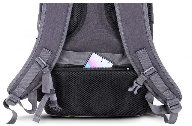 Alt view image 7 of 9 - Urban Factory HEAVEE GREEN Carrying Case (Backpack) for 10.5" to 14.1" Notebook - Dark Gray - Water Resistant, Shock Absorbing, Water Proof - Polyethylene Terephthalate (PET), 210D Polyester HTE14UF