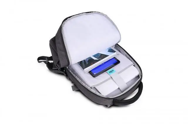 Alt view image 9 of 9 - Urban Factory HEAVEE GREEN Carrying Case (Backpack) for 10.5" to 14.1" Notebook - Dark Gray - Water Resistant, Shock Absorbing, Water Proof - Polyethylene Terephthalate (PET), 210D Polyester HTE14UF