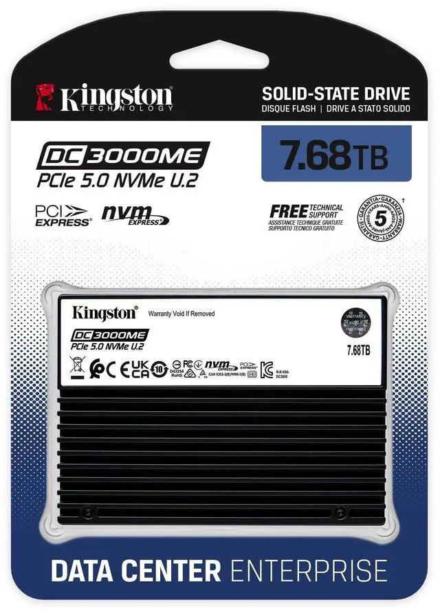Alt view image 11 of 11 - Kingston SEDC3000ME/7T6 DC3000ME 7.68 TB Solid State Drive - 2.5" Internal - U.2 (PCI Express NVMe 5.0 x4) - Server, Data Center Device Supported-1 DWPD- 14016 TB TBW - 256-bit AES Encryption Standard