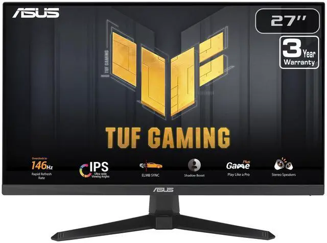 Main image of ASUS TUF Gaming 27” 1080P Monitor (VG279QE5A) – Full HD, Overclock to 146Hz, 1ms, IPS, Extreme Low Motion Blur Sync, Stereo speaker, Variable Overdrive, DisplayWidget Center
