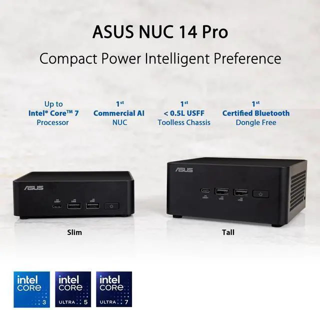 Alt view image 11 of 16 - Asus NUC 14 Pro Desktop Computer Intel Core Ultra 5 14th Gen 125H 16 GB 512 GB SSD Mini PC Intel Chip Windows 11 Pro Intel Arc Graphics DDR5 SDRAM IEEE 802.11ax 120 W RNUC14RVHU5068CUI