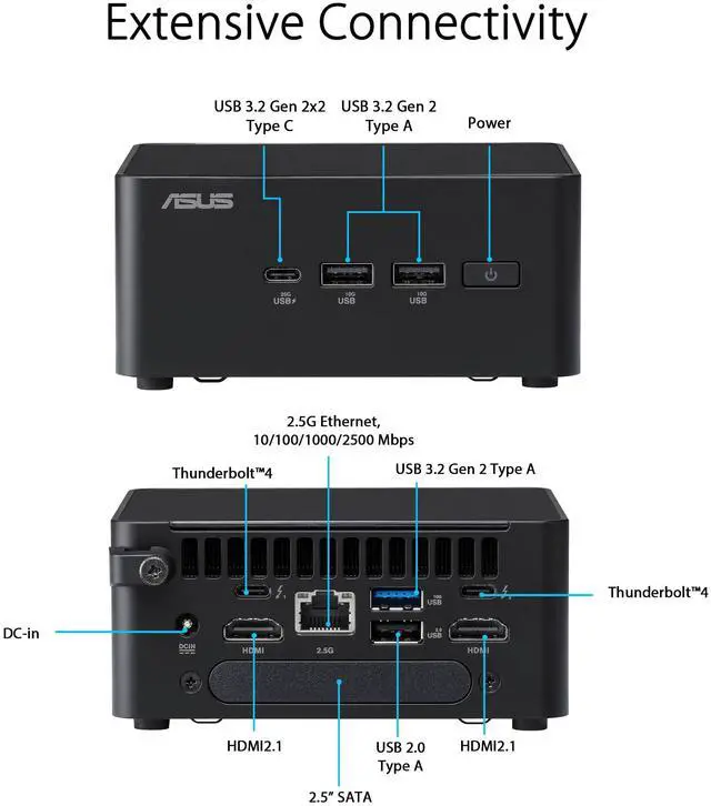 Alt view image 12 of 16 - Asus NUC 14 Pro Desktop Computer Intel Core Ultra 5 14th Gen 125H 16 GB 512 GB SSD Mini PC Intel Chip Windows 11 Pro Intel Arc Graphics DDR5 SDRAM IEEE 802.11ax 120 W RNUC14RVHU5068CUI
