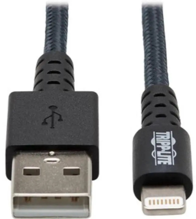 Alt view image 6 of 18 - Tripp Lite M100-006-GY-MAX Heavy-Duty USB Sync / Charge Cable with Lightning Connector - M/M, USB 2.0, UHMWPE and Aramid Fibers, Gray, 6 ft. (1.8 m)