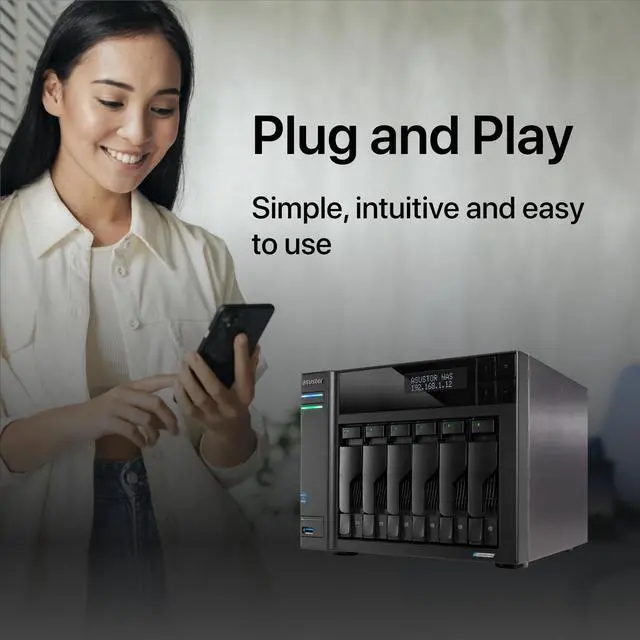 Alt view image 17 of 20 - Asustor Lockerstor 6 Gen 2 AS6706T 6 Bay NAS, Quad-Core 2.0GHz, Dual 2.5GbE Ports, 8GB RAM DDR4, Four M.2 SSD Slots (Diskless)