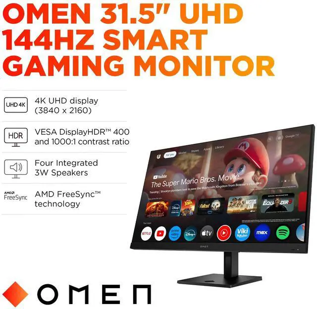 Alt view image 2 of 11 - OMEN 32x 32" 4K UHD 3840x2160 144hz 1ms Smart Gaming LCD Monitor 99Z68AAABA