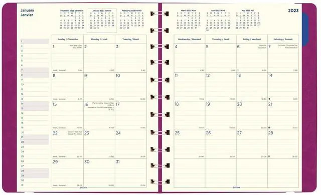 Alt view image 3 of 5 - FiloFax Monthly Planner 10.75 x 8.5 Fuchsia 2023 C1811003