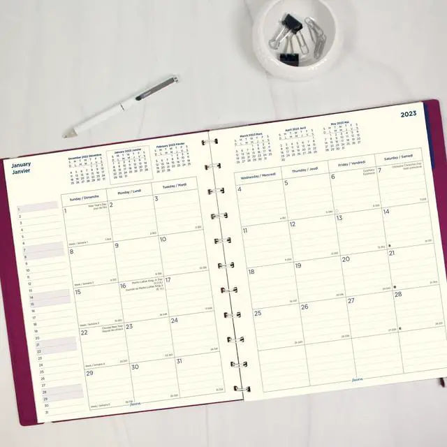 Alt view image 4 of 5 - FiloFax Monthly Planner 10.75 x 8.5 Fuchsia 2023 C1811003