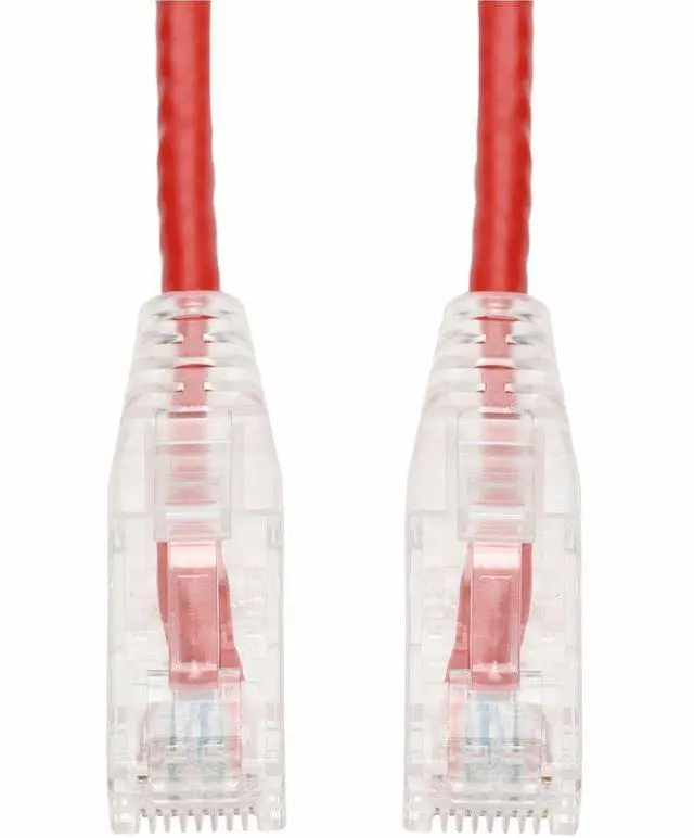 Main image of AddOn 10ft Red CAT 6 Slim PVC Ethernet Cable Snagless Clear-Claw RJ-45 M/M