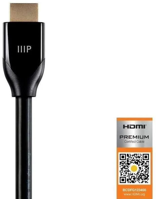 Alt view image 10 of 14 - Monoprice HDMI Cable - 30 Feet - Black | Certified Premium, High Speed, 4k@60Hz, HDR, 18Gbps, 24AWG, YUV 4:4:4, Compatible with UHD TV and More