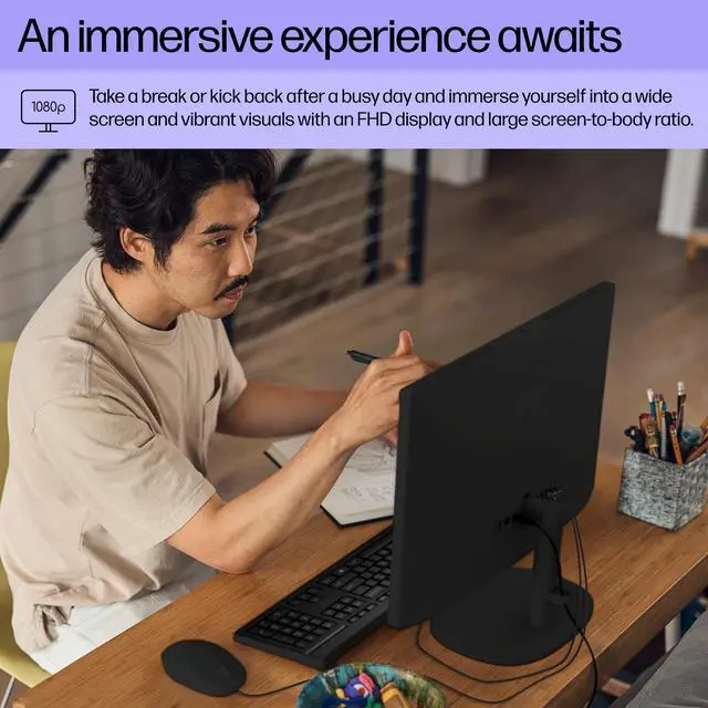 Alt view image 11 of 16 - HP 22-dg0340 21.5" Full HD All-in-One Desktop Computer, Intel N200 1.0GHz, 8GB RAM, 512GB SSD, Windows 11 Home, Jet Black