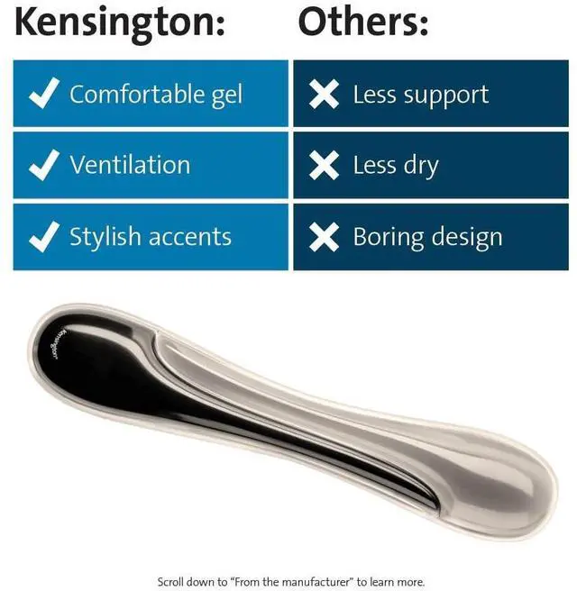Alt view image 10 of 15 - Kensington Duo Gel Keyboard Wrist Rest K62395US