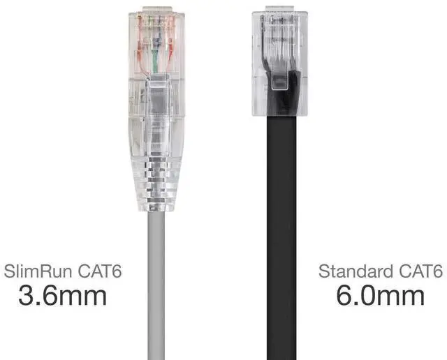 Alt view image 12 of 16 - Monoprice Cat6 Ethernet Patch Cable - 2 feet - Gray | Snagless RJ45 Stranded 550MHz UTP CMR Riser Rated Pure Bare Copper Wire 28AWG - SlimRun Series