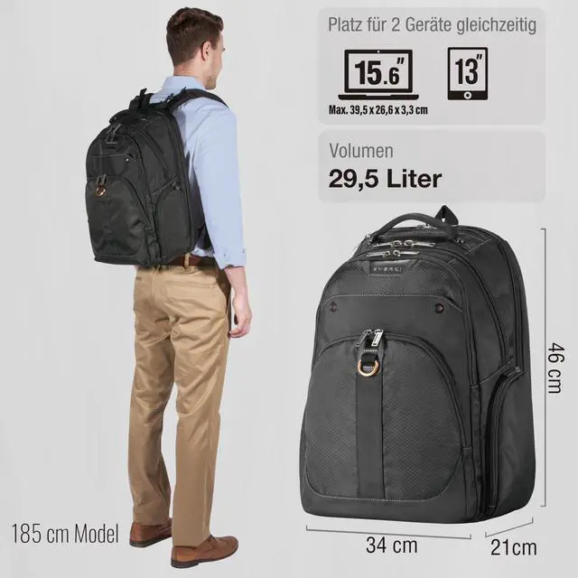 Alt view image 17 of 20 - Everki EKP121S15 15.6in Atlas Checkpoint Friendly Laptop Backpack Black