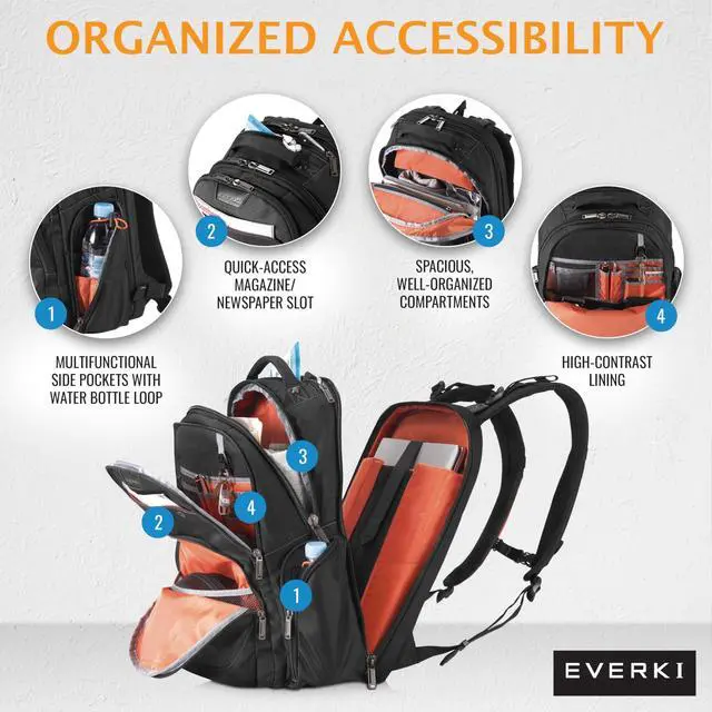 Alt view image 19 of 20 - Everki EKP121S15 15.6in Atlas Checkpoint Friendly Laptop Backpack Black