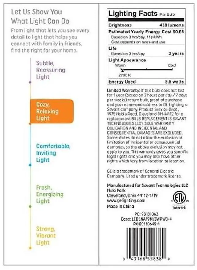 Alt view image 4 of 4 - BULB,LED,5.5W,4/PK,SFTWH