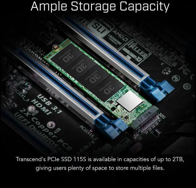 Alt view image 9 of 13 - 500GB Transcend PCIe SSD 115S NVMe M.2 2280 PCIe Gen3 x4 SSD