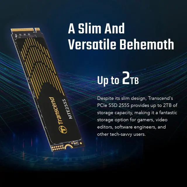 Alt view image 13 of 14 - Transcend MTE255S 1 TB Solid State Drive - M.2 2280 Internal - PCI Express NVMe (PCI Express NVMe 4.0 x4) - Gaming PC, Desktop PC, Notebook, Computer Device Supported - 0.33 DWPD - 1200 TB TBW