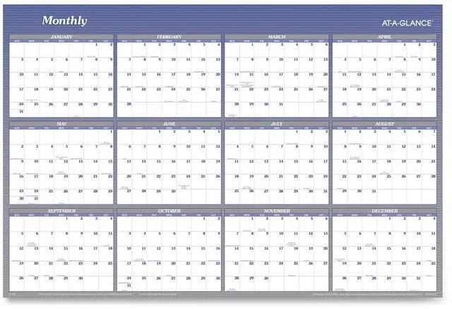 Main image of AT-A-GLANCE® 2026 Vertical Horizontal Reversible Erasable Yearly Wall Calendar, Blue, Extra Large, 48" x 32"