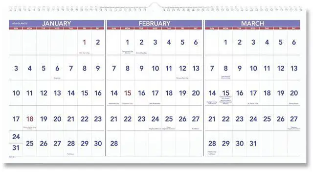 Main image of AT-A-GLANCE® 2026 Three Month Reference Horizontal Wall Calendar, Large, 12" x 27"
