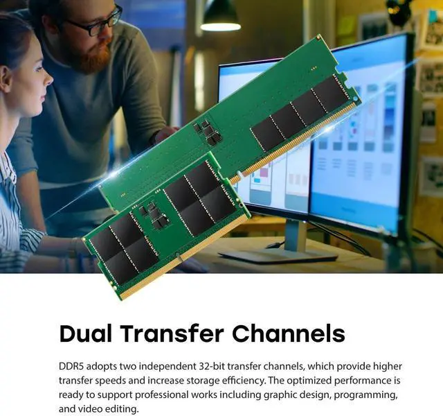 Alt view image 6 of 10 - Transcend JetRAM 48GB DDR5 SDRAM Memory Module - For Desktop PC, Computer - 48 GB - DDR5-5600/PC5-44800 DDR5 SDRAM - 5600 MHz Dual-rank Memory - CL46 - 1.10 V - On-die ECC - Unbuffered - 288-pin - DIM
