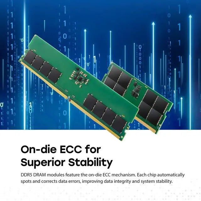 Alt view image 8 of 10 - Transcend JetRAM 48GB DDR5 SDRAM Memory Module - For Desktop PC, Computer - 48 GB - DDR5-5600/PC5-44800 DDR5 SDRAM - 5600 MHz Dual-rank Memory - CL46 - 1.10 V - On-die ECC - Unbuffered - 288-pin - DIM
