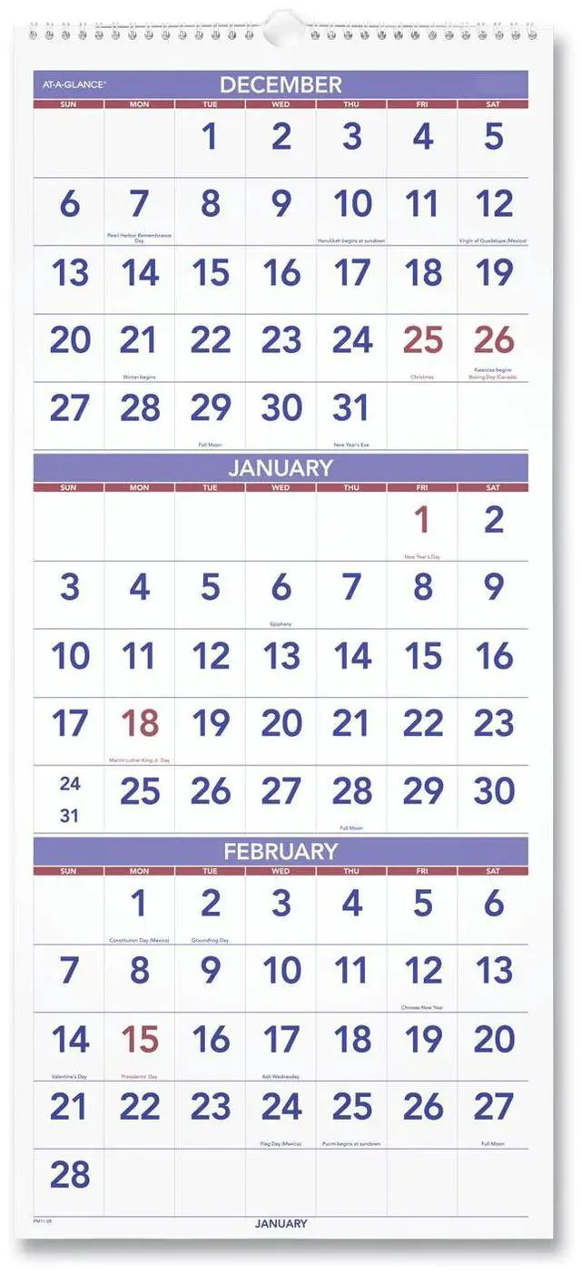 Main image of AT-A-GLANCE® 2026 Three Month Reference Vertical Wall Calendar, Large, 12" x 27"
