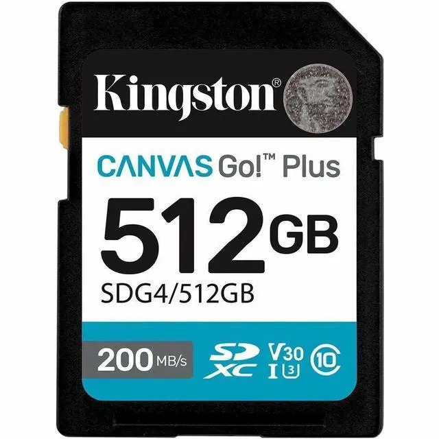 Main image of Kingston Canvas Go! Plus 512 GB Class 10/UHS-I U3 V30 SDXC SDG4512GB