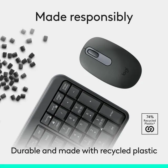 Alt view image 13 of 14 - Logitech MK250 Bluetooth Wireless Mouse and Keyboard Combo: Fast & Easy Connectivity, Compact Wireless Keyboard, Ambidextrous Mouse (Graphite) - Wireless Bluetooth Keyboard - Graphite - Wireless B