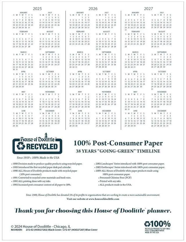 Alt view image 5 of 6 - House of Doolittle Recycled Two-Year Weekly Planner 11 X 8.5 Black 2026