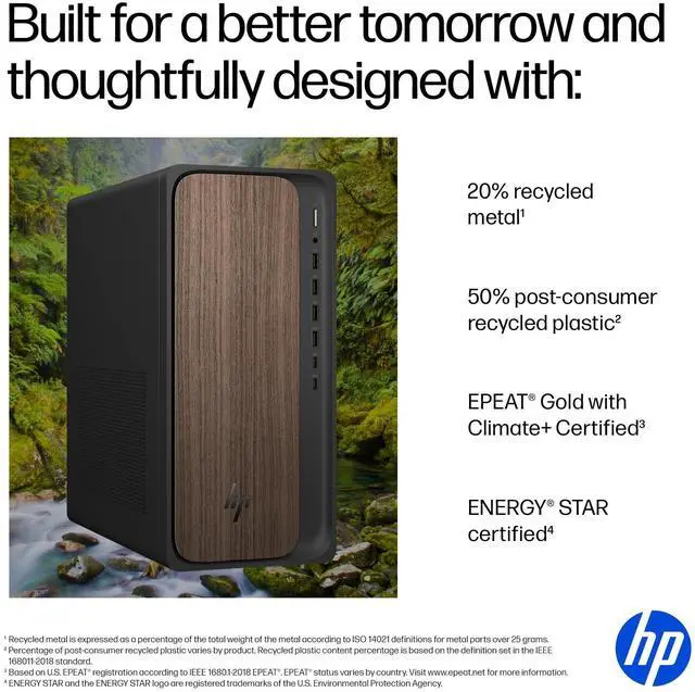 Alt view image 14 of 15 - HP OmniDesk M03-0010 AI Desktop Computer, Intel Core Ultra 5 225 3.3GHz, 16GB RAM, 512GB SSD, Windows 11 Home, Jack Black/Dark Wood