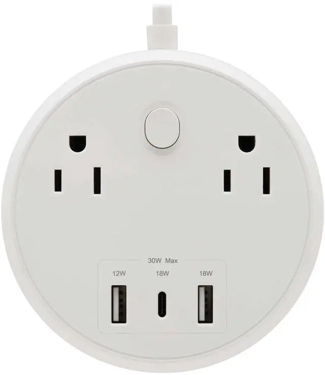 Alt view image 10 of 15 - Eaton Tripp Lite Series Safe-IT 30W 2-Outlet Surge Protector 5-15R Outlets, 3 USB Ports, 6 ft. 1.8 m Cord, 300 Joules, Antimicrobial Protection, White