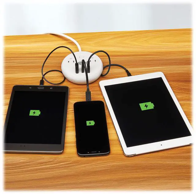 Alt view image 11 of 15 - Eaton Tripp Lite Series Safe-IT 30W 2-Outlet Surge Protector 5-15R Outlets, 3 USB Ports, 6 ft. 1.8 m Cord, 300 Joules, Antimicrobial Protection, White