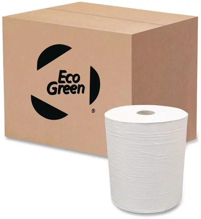 Alt view image 8 of 9 - EcoGreen Recycled Hardwound Paper Towels 1-Ply White 6 Rolls/Ctn WL9012