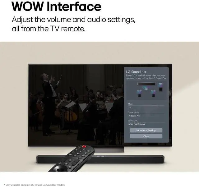 Alt view image 10 of 14 - LG S40T 2.1 ch.Soundbar with Wireless Subwoofer  TV Synergy  Wow Interface  AI Sound Pro (2024 New Model)