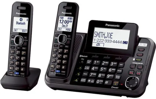 Alt view image 12 of 12 - Panasonic KX-TG9542B Two Handset Cordless Phone|DECT 6.0|Link2Cell|Expandable Up-To 12 Handsets|Black