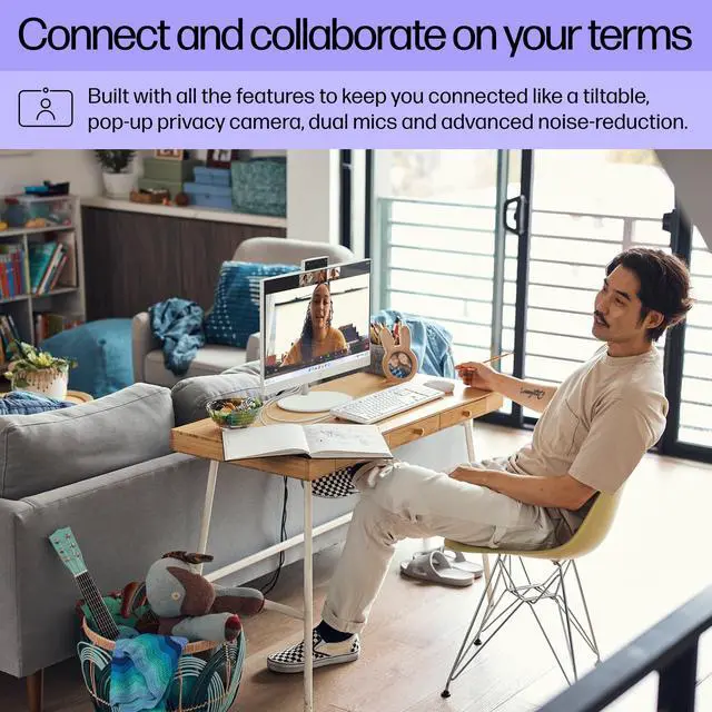 Alt view image 7 of 7 - HP 24-cr0420 23.8" Touchscreen AIO Computer R3 7320U 8GB 256GB SSD W11H B88E1AA