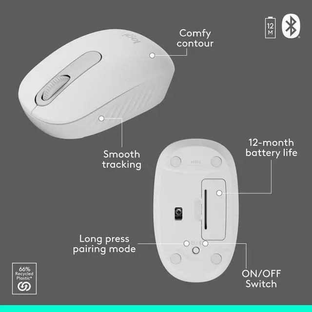 Alt view image 14 of 14 - Logitech MK250 Bluetooth Wireless Mouse and Keyboard Combo: Fast & Easy Connectivity Compact Wireless Keyboard Ambidextrous Mouse Graphite 920013511