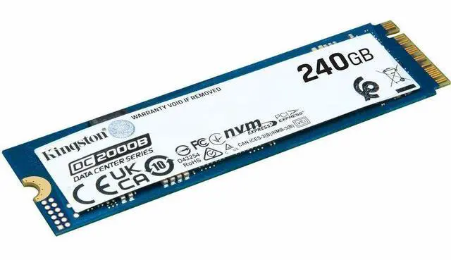 Main image of Kingston DC2000B 240 GB Solid State Boot Drive M.2 2280 Internal PCI Express NVMe PCI Express NVMe 4.0 x4 Server Data Center Device Supported 0.4 DWPD 175 TB TBW 5 Year Warranty SEDC2000BYM8240G