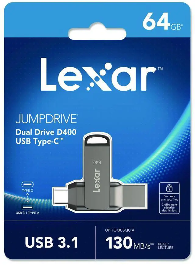 Alt view image 13 of 19 - Lexar JumpDrive D400 Dual 64GB USB 3.1 Flash Drive Titanium (LJDD400-64G-BNU)