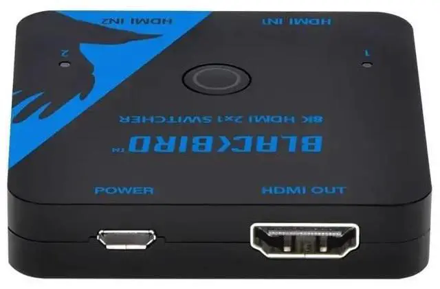 Alt view image 11 of 12 - Monoprice Blackbird 8K60 2x1 HDMI Switch, HDMI 2.1, HDCP 2.3, Share One 8K60 HDMI Input Between Two Sources Compatible with HDTV, Xbox, PS5, PS4, PS3, Blu-Ray Player, Fire Stick, Roku