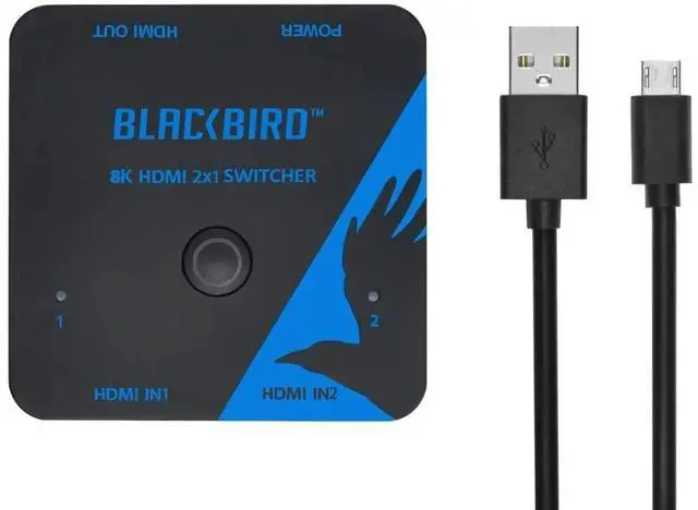 Alt view image 12 of 12 - Monoprice Blackbird 8K60 2x1 HDMI Switch, HDMI 2.1, HDCP 2.3, Share One 8K60 HDMI Input Between Two Sources Compatible with HDTV, Xbox, PS5, PS4, PS3, Blu-Ray Player, Fire Stick, Roku
