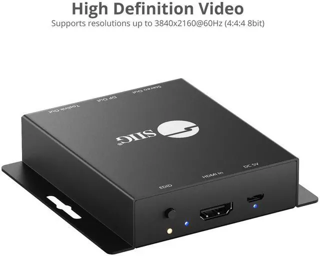 Alt view image 10 of 15 - SIIG HDMI 2.0 to DisplayPort 1.2 Converter with Audio Extractor CEH26A11S1