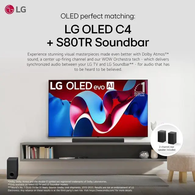 Alt view image 9 of 14 - LG S80TR Home Theater Soundbar 5.1.3 Channel with Rear Speakers and WOW Orchestra (2024)